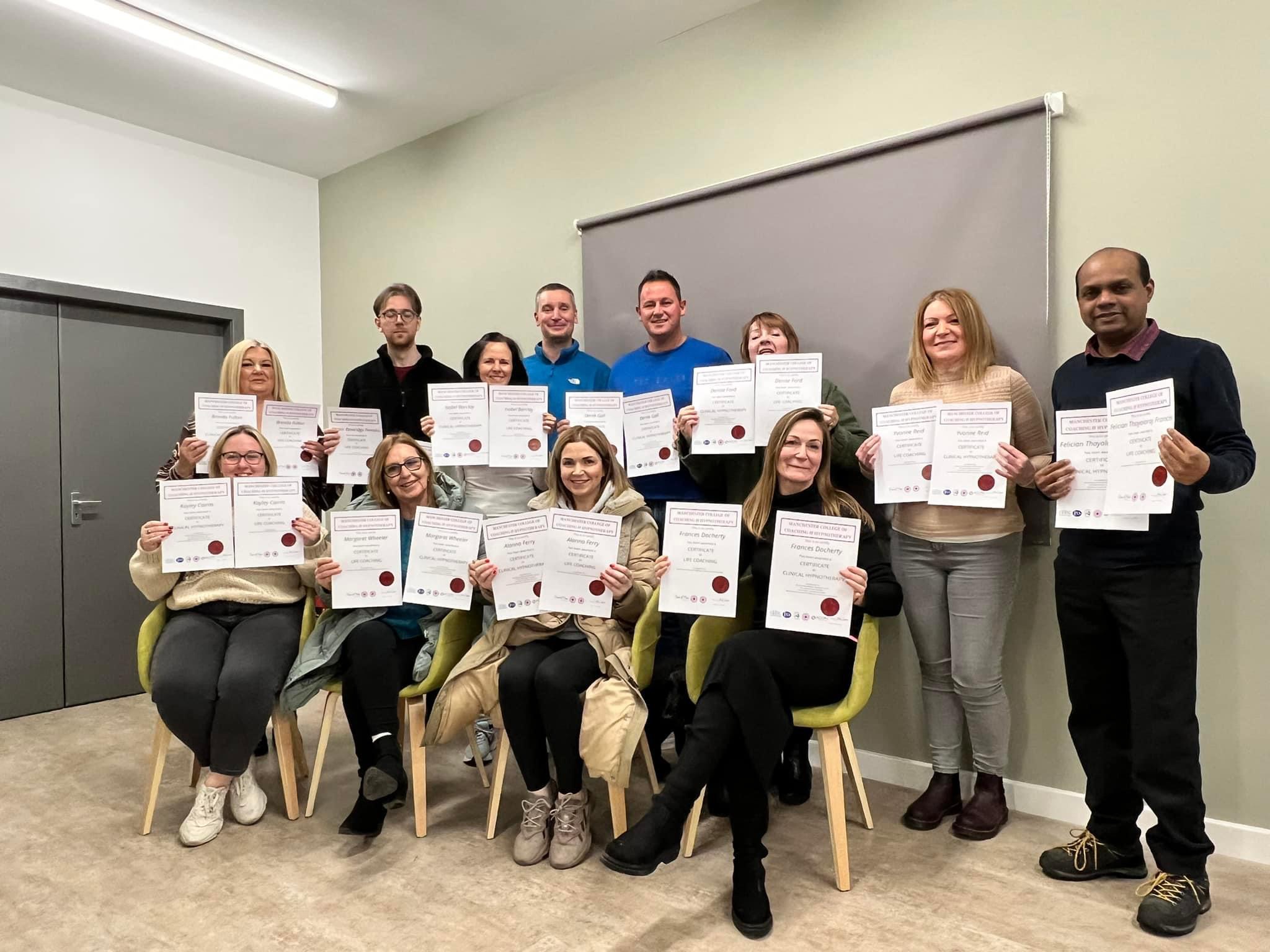 Piece of Mind Hypnotherapy Students with their certificates