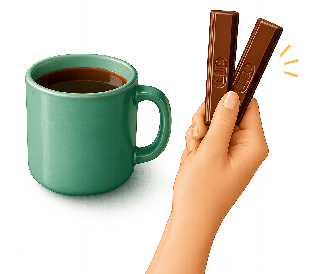 Speckled Green Mug and Chocolate Wafer