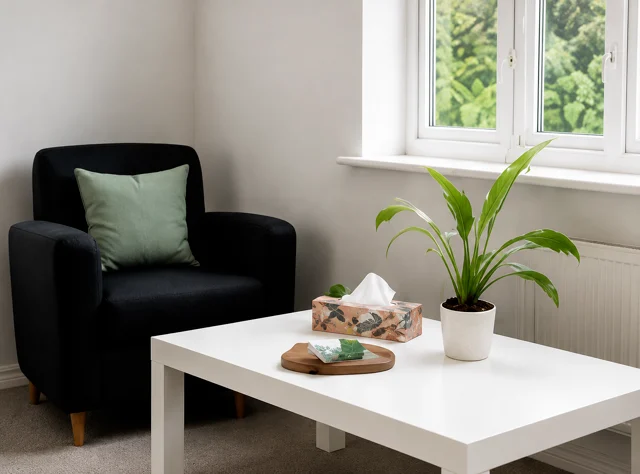 Therapy room at Piece of Mind, Glasgow